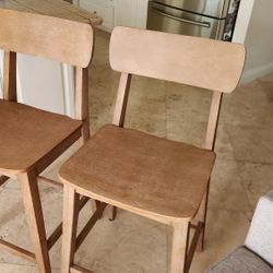 Two Wood Counter Height Barstools