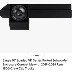Single 10" Loaded VD Series Ported Subwoofer Enclosure Compatible with 2019-2024 Ram 1500 Crew Cab Trucks
