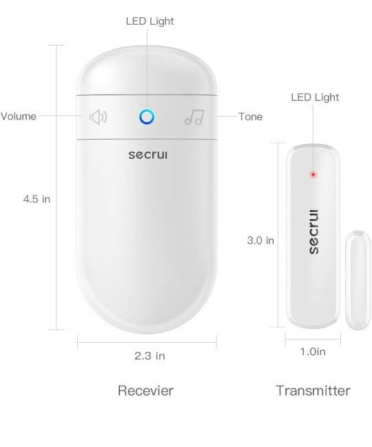 Door Chime, Door Sensor Chime for Door Opens – Door Ringer with 500ft Operating Range 52 Chime Adjustable Volume Mute Mode LED Indicators –Entry Alert