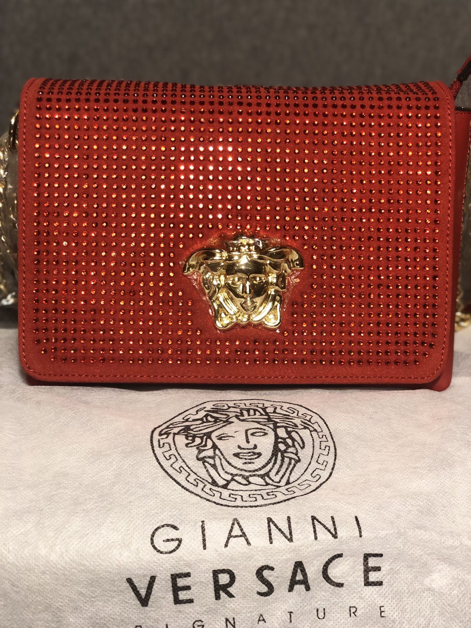 Versace Red Studded Handbag