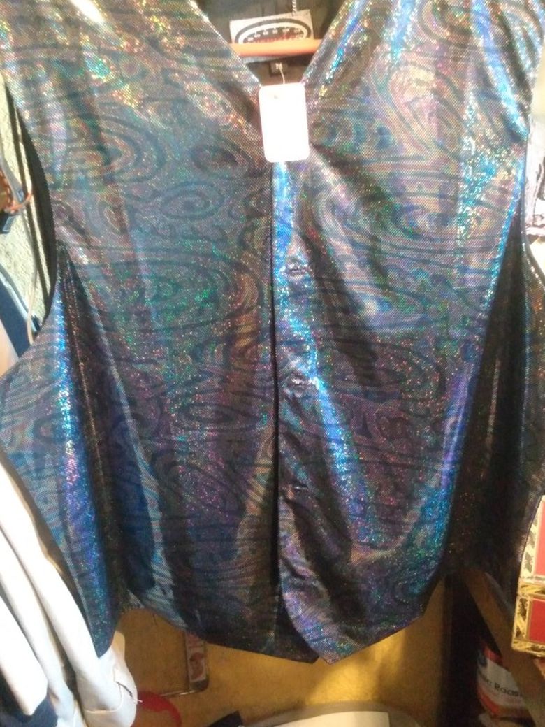 Vehicle Brand Medium Men's Retro Style Hologram Print Dress Vest