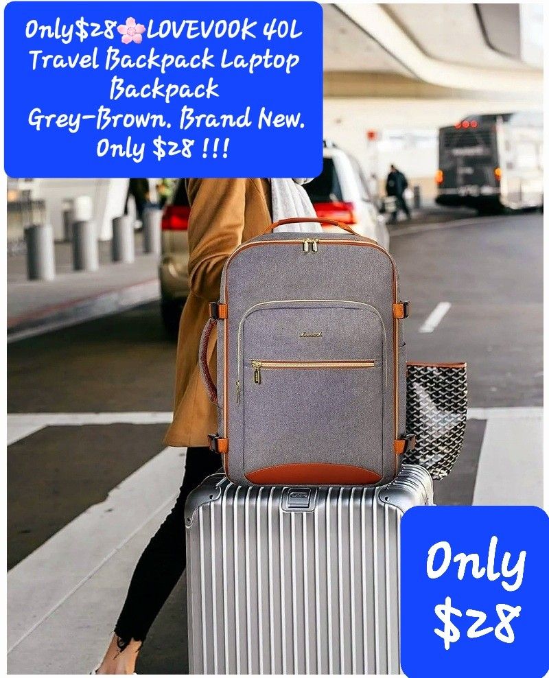 $28🌸LOVEVOOK 40L Travel Backpack Laptop Backpack
Grey-Brown. Brand New. Only $28 !!!