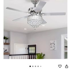 52" Modern Crystal Ceiling Fan Light w/Remote Control 6-speed Chandelier Lamp