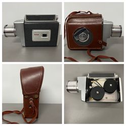Kodak Zoom 8mm Reflex Automatic f/1.9 Movie Camera w/ Case. Powers, makes noise. Untested for filming and playing movie back