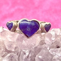 Sterling Lapis Heart Ring