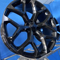 26s gloss black wheels tires 6 lug Chevy