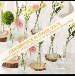 Glass Bud Vase Set of 15PCS Wedding Centerpieces for Tables,Mini Clear Bud Vases for Flowers,Small Flower Vases Suitable for Birthday Party,Anniversar
