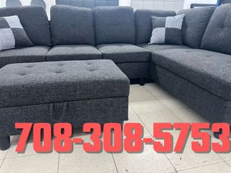 Brand New Dark Grey Sectional w/Ottoman
