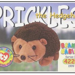 TY Beanie Babies BBOC Card - Series 2 Common - PRICKLES the Hedgehog - NM/Mint