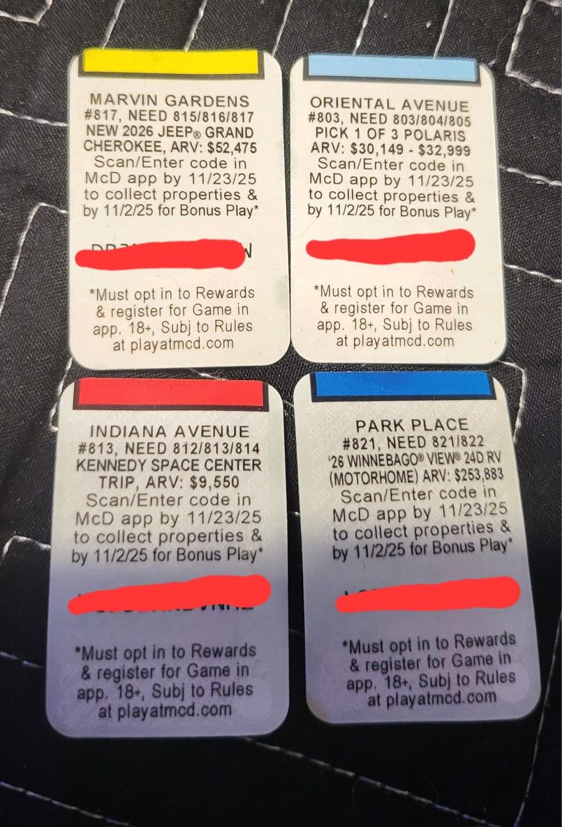 McDonald's Monopoly Properties 