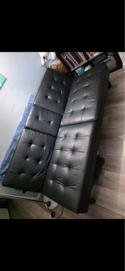 ((FREE DELIVERY)))Black Futon Sofa Bed with Cup Holders and usb connector