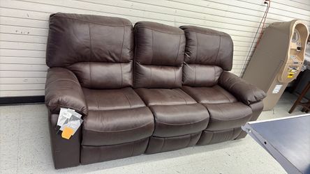Brown Leather Reclining Sofa