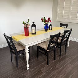 Dining Table Set with 4 Chairs, Bench & Extender Leaf