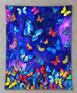 Colorful Butterfly Galaxy Throw Blanket 40x50 Blue Purple Celestial Stars New