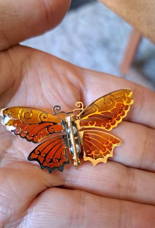 Vintage Avon Orange Butterfly Pin