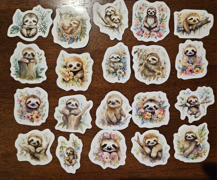 20 Sloth Stickers