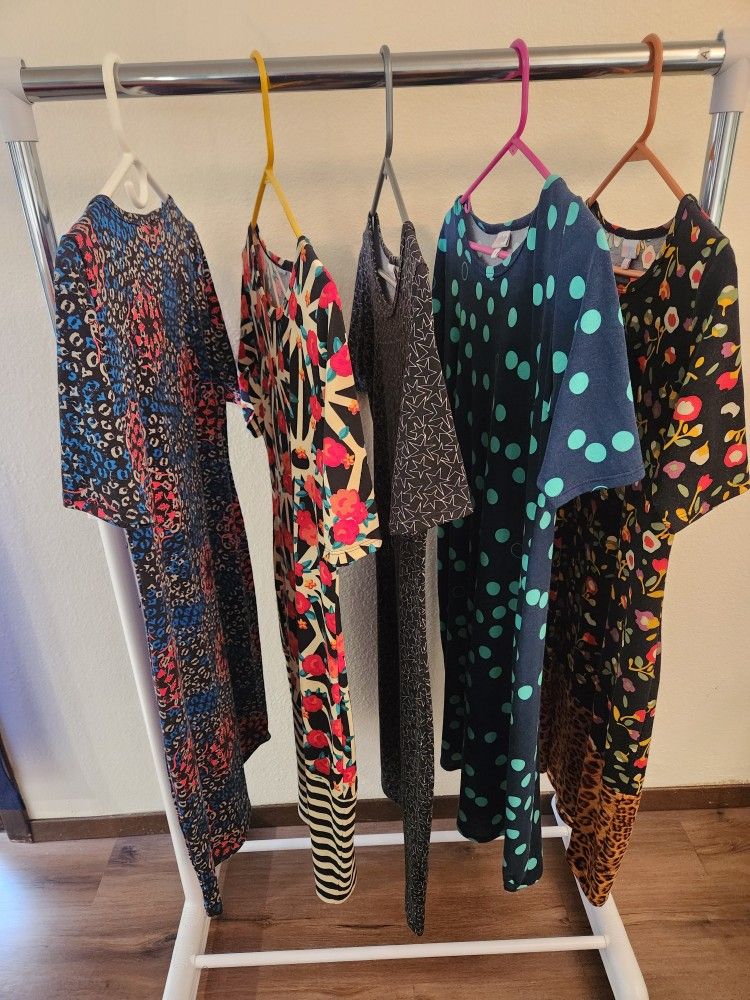 Lot of 5 Women's Lularoe TShirt Dresses Small