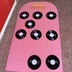 Large Pink Vinyl Record Wedding Seating Chart Board + Easel – Music Theme