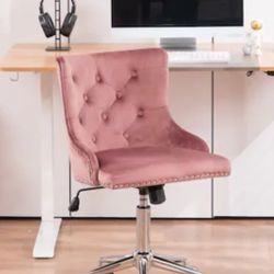 Brand new Vingli pink velvet swivel office chair