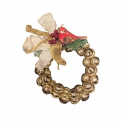 Vintage Gold Jingle Bell Mini Christmas Wreath