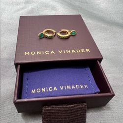 Monica vinader skinny Gemstone Mini Huggie Earrings Teardrop Gemstone Ear Charm.