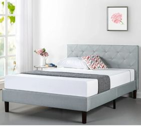 Shalini Upholstered Platform Bed Frame Light Gray Queen size (Mattress Sold Separately)
