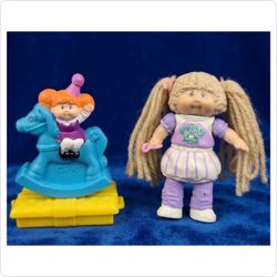 Vintage 1984 & 1994 Cabbage Patch Kids Miniature Figures - Rolling Rocker & Doll