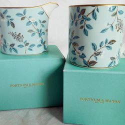 Fortnum & Mason Camellia Bone China 24k Gold Detail Mug & Creamer, New in Boxes, Original Retail $129  Made in the U.K.  