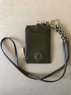 APLAZE  Tory Burch Women's Emerson Lanyard ID Case Wallet Black