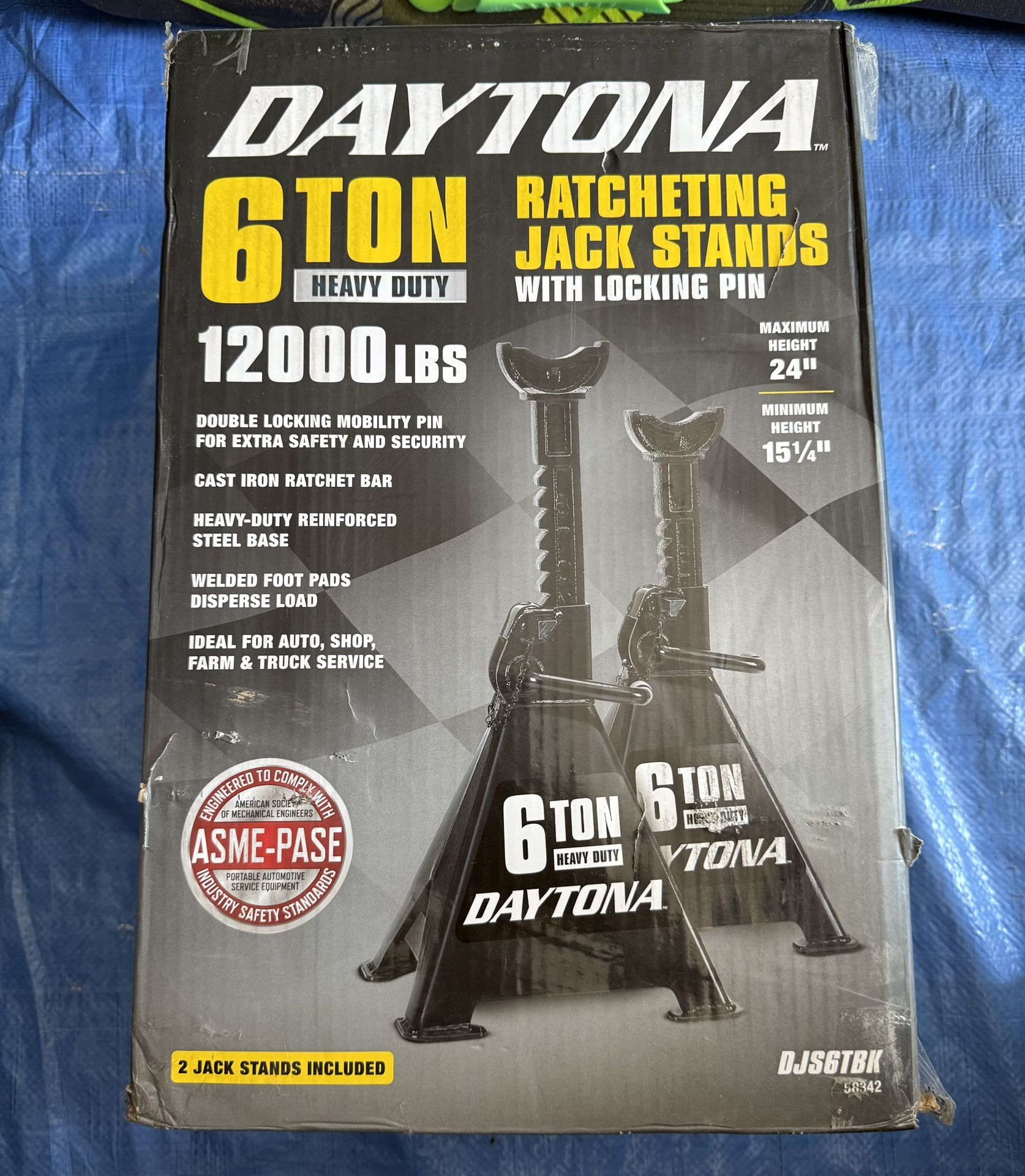 Daytona 6 Ton Ratcheting Jack Stands (2) 12,000 Lbs