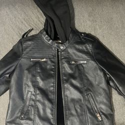Pleather Full Zip Hoodie/ Jacket