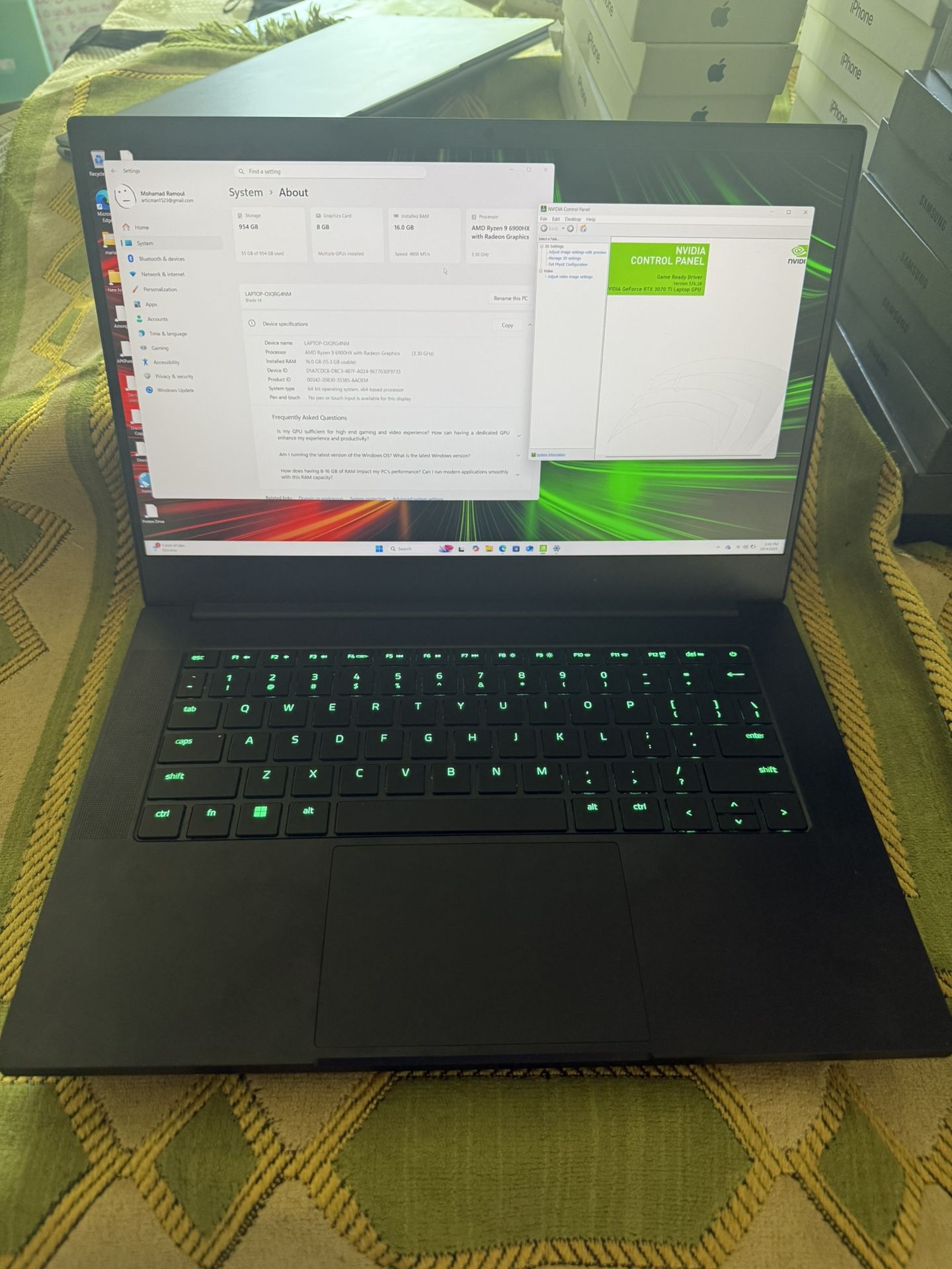 Razer Blade 14 Inch Ryzen 9 6900HX 16GB Ram & 1TB SSD With RTX 3070 Ti Excelent Condition