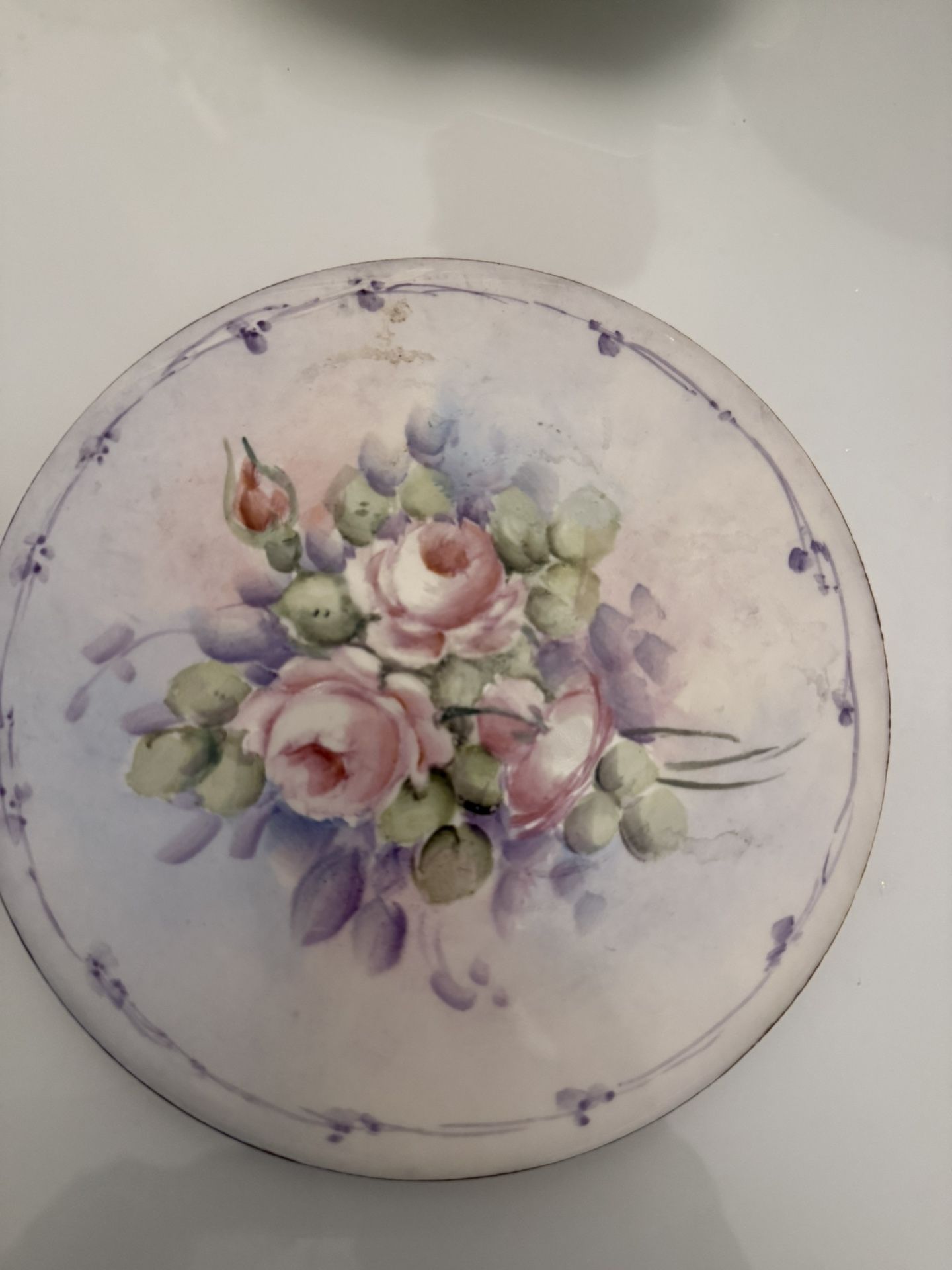 Vintage Hand painted Porcelain Rose Trivet