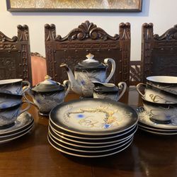 Fine China Japanese Tea Or Coffee Set With Dessert Plates