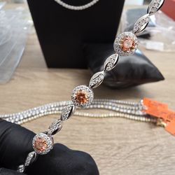 7.5" Fancy Bracelet Solid Silver Moissanite Fine Jewelry