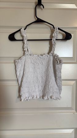 Old Navy White Smocked Ruffle Crop Tank Top
