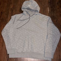 Nike All Over Swoosh Check Hoodie Pullover Sweatshirt Large  Mens Grey Cotton