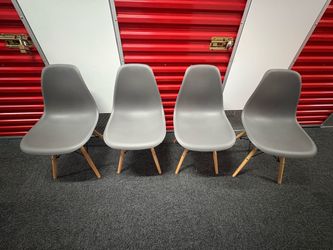 4 grey mcm style dining chairs