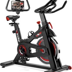 Exercise Bike, WENOKER Stationary Bike for Home, Indoor Bike with Silent Belt Drive, Heavy Flywheel, Comfortable Seat Cushion and Upgraded LCD Monitor