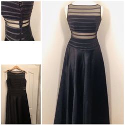 SIZE 12 JS Collections Maxi Black w/ mesh dress gown
