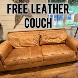 Free Genuine leather couch / sofa In Good Shape to first to pick up. 