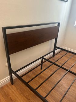 Full Metal Bed Frame Dark Brown/ Mahogany