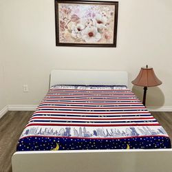 Full size  bed frame with mattress. 