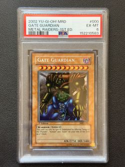 PSA 6 2002 Yu-Gi-Oh! Metal Raiders Gate Guardian 1st Edition MRD-000