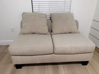 Beige Fabric Armless Loveseat