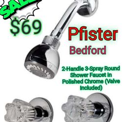 Pfister
Bedford 2-Handle 3-Spray Round Shower Faucet in Polished Chrome (Valve Included)