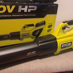 RYOBI40V HP Brushless Whisper Series 190 MPH 730 CFM Cordless Battery Jet Fan Leaf Blower with (2) 4.0 Ah Batteries & Charger