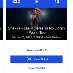 Shakira Tickets (2) 6/20