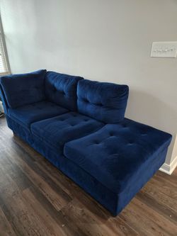 Navy Blue Velvet 3-Seater Sofa / Couch