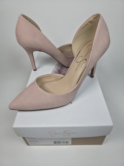 Jessica Simpson Livvy Pumps Women's 7.5 M Pink Blush Nubuck Pointed Toe Heels